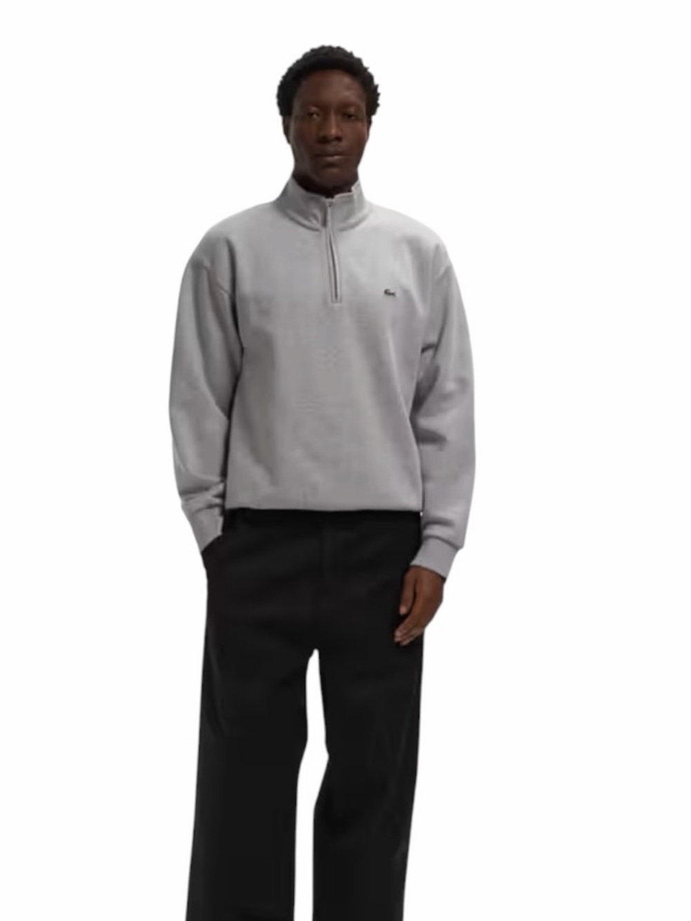 NWOT Lacoste Grey Quarter-Zip Sweatshirt 
Preppy Gray Gator Pockets